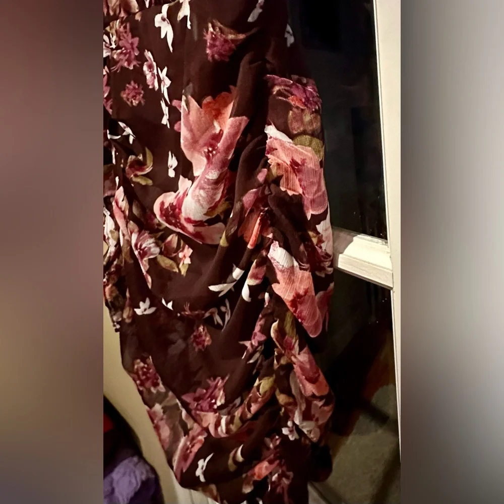 Express Ruched Ruffle Mini Dress - Picture 9 of 11